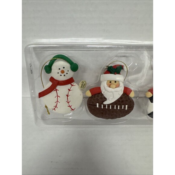 Lot Of 4 Sports Christmas Tree Ornaments Basketball Football Baseball Soccer - Picture 3 of 9